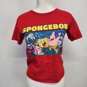 Spongebob Squarepants T-shirt Size Youth M Red Patrick Sandy Plankton Gary Y2K